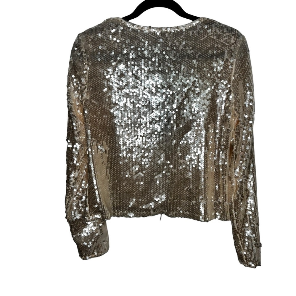 Gianni Bini Kate Sequin V-Neck Long Sleeve Tie Front Cardigan Size Medium NEW - Picture 7 of 11
